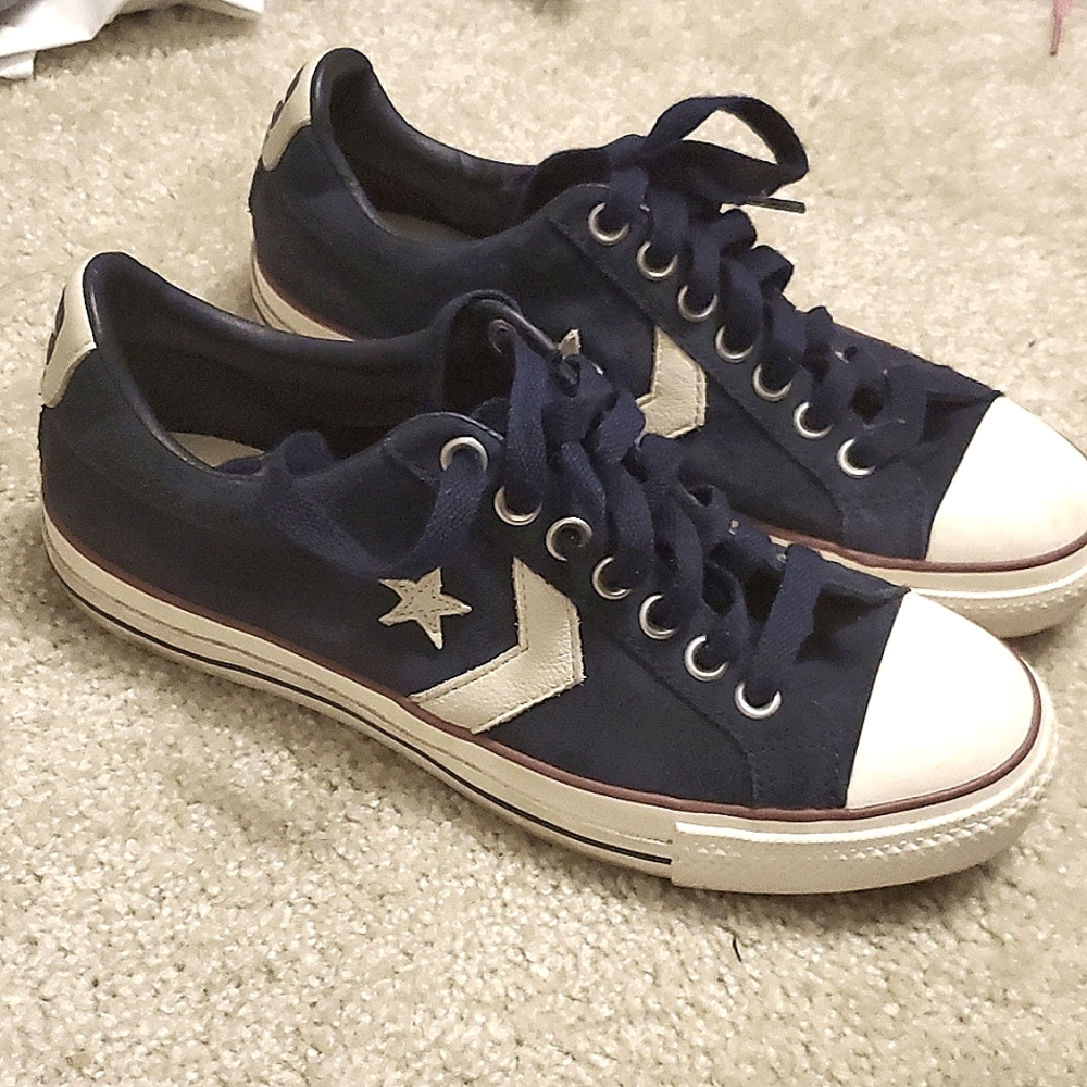Converse shoes, size 10..woman.8 men. Navy blue.